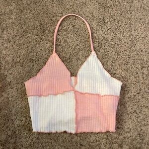 Pink and white halter top